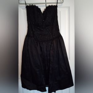 Black satin cocktail dress
